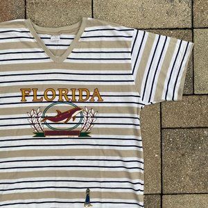 Vintage FLORIDA Striped Lighthouse Dolphin Grandma T Shirt Size XL